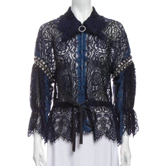 Jonathan Simkhai Grommet Lariat Lace Jacket - Picture 2 of 12